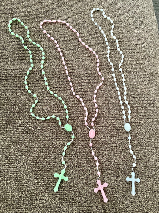 Luminous cross necklace Foreign trade jewelry plastic luminous rosary necklace bead string