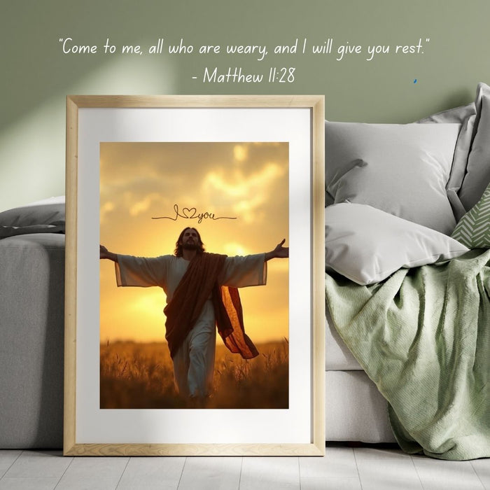 Matthew 11:28 Wall Art | Come to Me, All Who Are Weary | Inspirational Christian Art | Faith-Based Digital Print