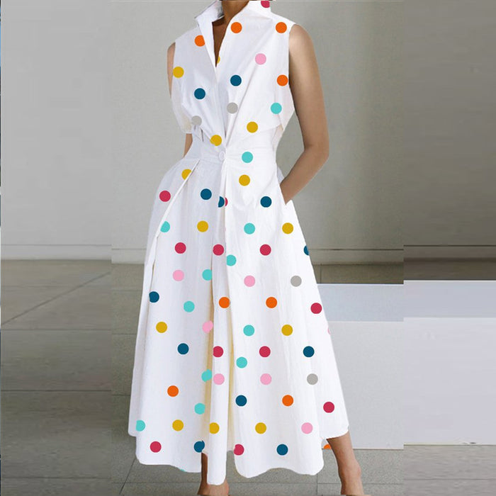 Women's Fashionable Printed Button Dress