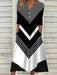 Striped Color-block V Neck Casual Dress