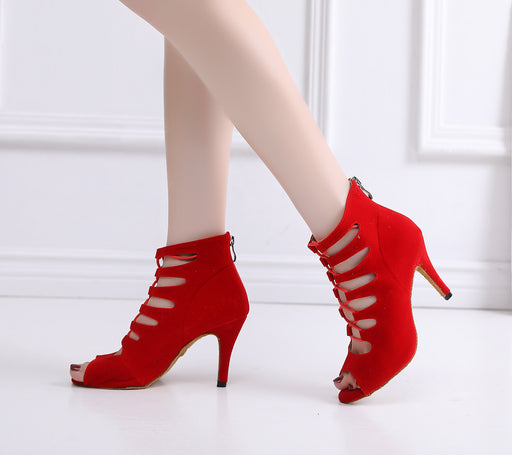 Women's Soft Bottom Red Short Peep Toe High Heels