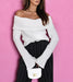 Women's Patchwork Off-shoulder Knitted Top