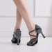 Women's Rhinestone Soft Bottom Latin Dance Shoes High Heel