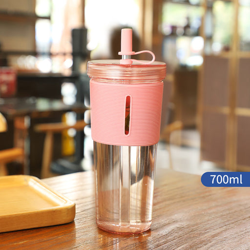 700ml Large-capacity Water Cup Cup With Straw Internet Celebrity Cola Milk Tea Advertising Plastic Portable Gift Cup
