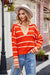 Women's Fashion Patchwork Stripes Lapel Loose Sweater