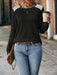 Women's Fashionable Round Neck Sunken Stripe Brushed Lace Long-sleeved Top