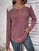 Women's Fashionable Round Neck Sunken Stripe Brushed Lace Long-sleeved Top