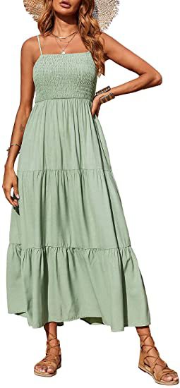 Women's Amazon Popular Sleeveless Shoulder Strap Tube Top Multi-layer Large Swing Dress