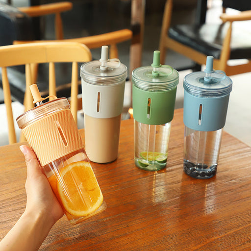 700ml Large-capacity Water Cup Cup With Straw Internet Celebrity Cola Milk Tea Advertising Plastic Portable Gift Cup