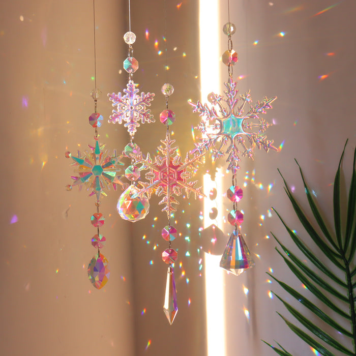 Christmas AB Color Snowflake Crystal Sun Catcher Christmas Decorations