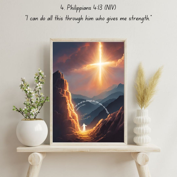 Philippians 4:13 Wall Art | I Can Do All Things Through Christ | Christian Motivational Printable Decor