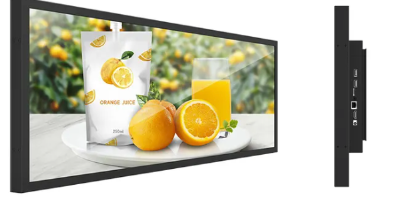 Supermarket indoor advertising media player strip Ultra wide shelf screen stretch bar lcd display