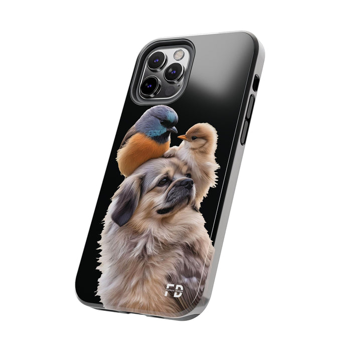 Small birds perched gently on Dog For Iphone or Google Phone case - FORHERA DESIGN - Phone Case