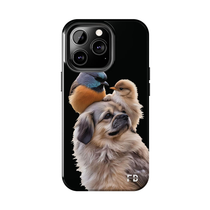 Small birds perched gently on Dog For Iphone or Google Phone case - FORHERA DESIGN - Phone Case