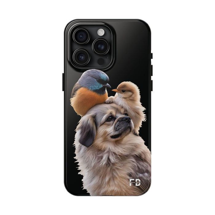 Small birds perched gently on Dog For Iphone or Google Phone case - FORHERA DESIGN - Phone Case