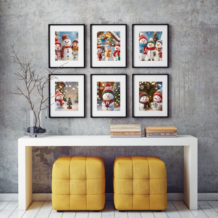 Snowman Family Wall Art | 10 Cozy Christmas Prints |Easy Download for Families of 1, 2, 3, 4 | Perfect Holiday Decor for Couples & Families