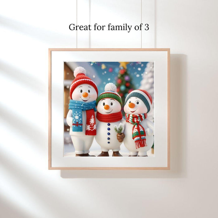 Snowman Family Wall Art | 10 Cozy Christmas Prints |Easy Download for Families of 1, 2, 3, 4 | Perfect Holiday Decor for Couples & Families