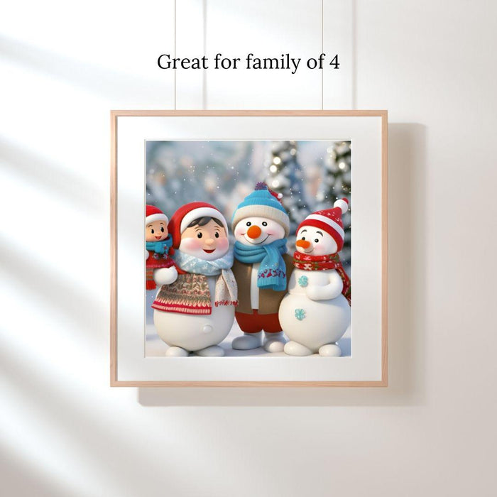 Snowman Family Wall Art | 10 Cozy Christmas Prints |Easy Download for Families of 1, 2, 3, 4 | Perfect Holiday Decor for Couples & Families