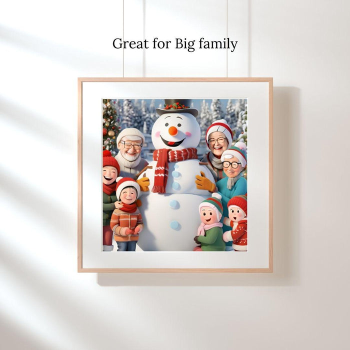 Snowman Family Wall Art | 10 Cozy Christmas Prints |Easy Download for Families of 1, 2, 3, 4 | Perfect Holiday Decor for Couples & Families