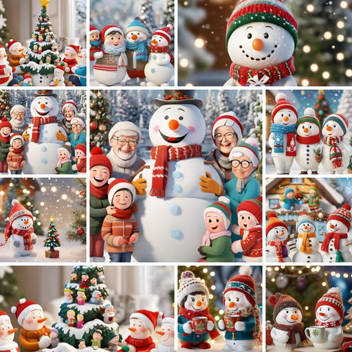 Snowman Family Wall Art | 10 Cozy Christmas Prints |Easy Download for Families of 1, 2, 3, 4 | Perfect Holiday Decor for Couples & Families