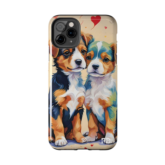 Two Cute Dogs Phone Case Resistant 2 - Piece for Iphone or Google - FORHERA DESIGN - Phone Case