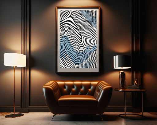 Wave Elegance: White and Blue Curves | Minimalist Art | Abstract Elegant Simplicity | Neutral Wall Art | Flowing Curved Design |