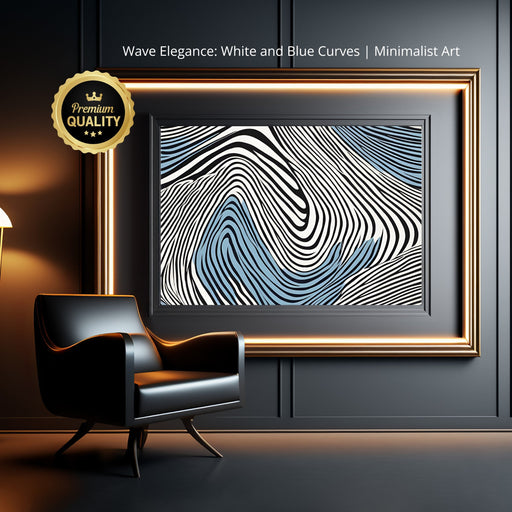 Wave Elegance: White and Blue Curves | Minimalist Art | Abstract Elegant Simplicity | Neutral Wall Art | Flowing Curved Design |