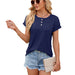 Solid Color Round Neck Button Short Sleeve T-Shirt New Summer Loose Top For Womens Clothing