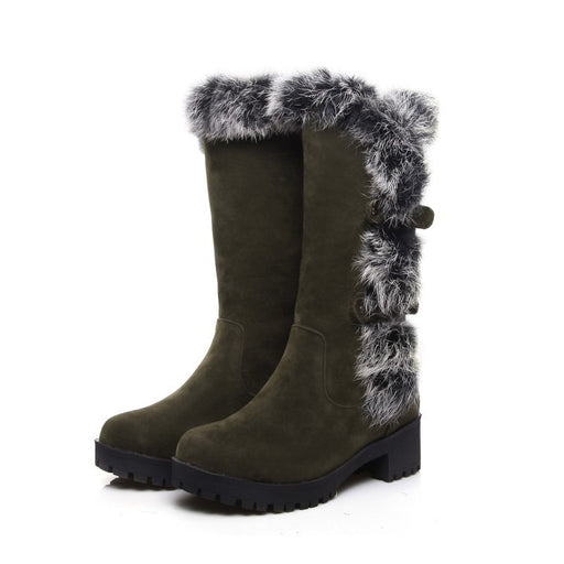 Casual Frosted Medium Boots Low Heel Rabbit Hair Snow