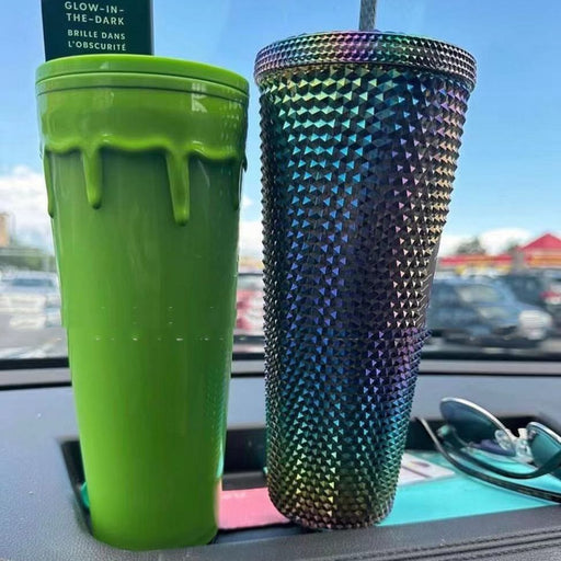 Double-layer Plastic Cups With Straw