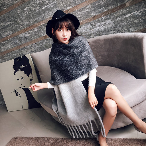Women's Korean-style Long Scarf Shawl Autumn And Winter New Warm Thickened Tassel