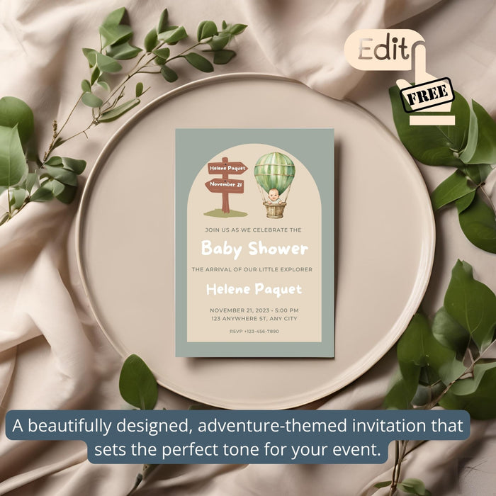 Adventure Baby Shower Invitation and Thank You Bundle | Bright Adventure - Themed Baby Shower Invite and Tags | Adventurous baby shower Evite - FORHERA DESIGN - DigitalPrint