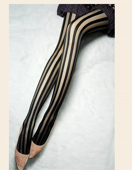 Striped Personality Cross Strap Fashion Pantyhose