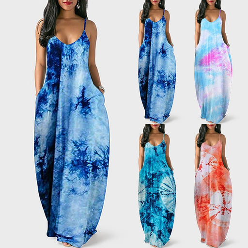 Printed Maxi Dress Loose Multi-color