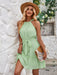 Solid Color Halterneck Dress Summer Casual Lace Tie Waist Womens Clothing New Fashion Vacation Beach Dresses