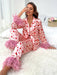 Women's Clothing Valentine's Day Sweet Loving Heart Printed Casual Suit Pajamas