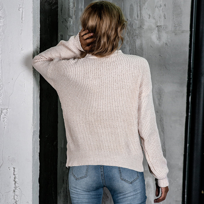 Hollow-out Solid Color Knitted Top