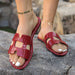 Fashion Pattern Sandals Summer Solid Color Flat Slides Slippers Casual Vacation Beach Shoes