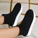 Women's Thick-soled Boots Knitted Round Toe Socks Shoes Casual Breathable Solid Color Flying Knit Ankle Boots