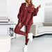 3pcs Women's Sports Suit Loose Hooded Pockets Sweatshirt And Vest And Slim Trousers
