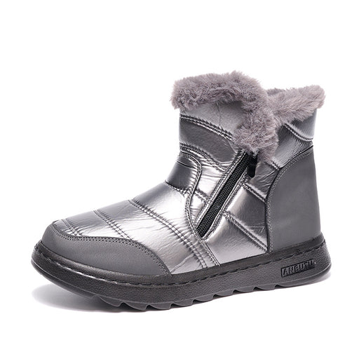 Winter Thick Plush Snow Boots With Side ZIpper High Top Platform Warm Cotton Shoes Women Solid Waterproof Fleece Walking Boot