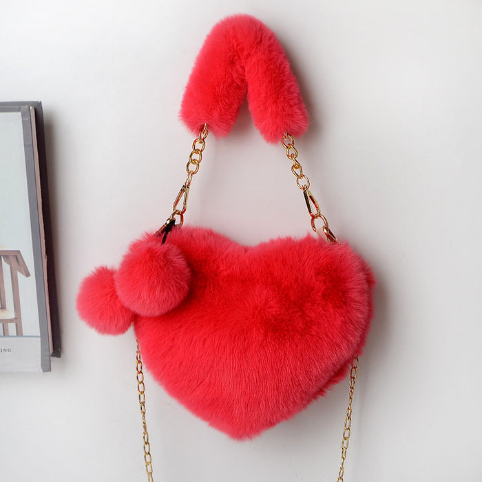 Love Bags Soft Plush Handbags Women Valentine's Day Party Bag