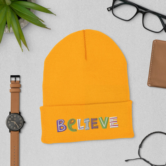 Believe Hat - Inspirational Embroidered Cap | Empowering Gift for All, Uplifting Mindset Accessory, Daily Affirmation - FORHERA DESIGN - Beanies