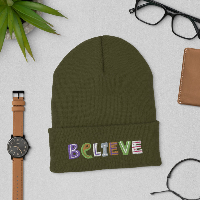 Believe Hat - Inspirational Embroidered Cap | Empowering Gift for All, Uplifting Mindset Accessory, Daily Affirmation - FORHERA DESIGN - Beanies