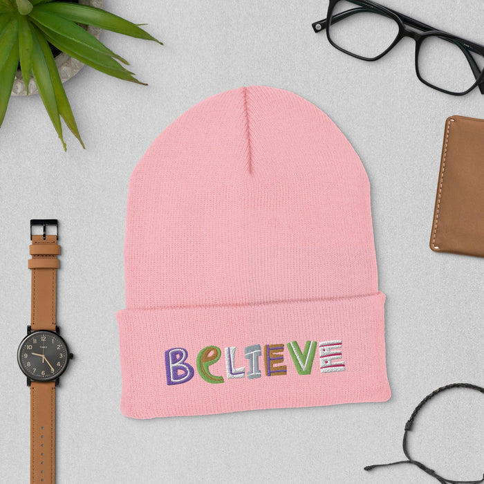 Believe Hat - Inspirational Embroidered Cap | Empowering Gift for All, Uplifting Mindset Accessory, Daily Affirmation - FORHERA DESIGN - Beanies