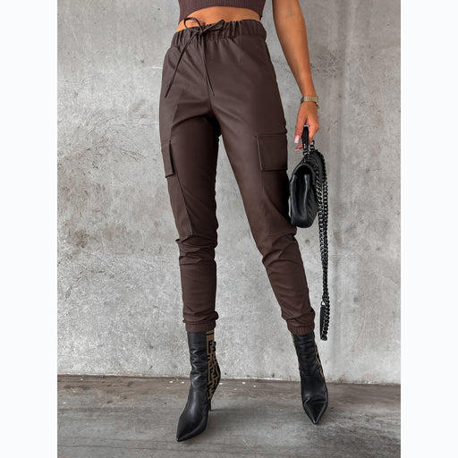 Women's Waist-tight Street Tether Leather Pants
