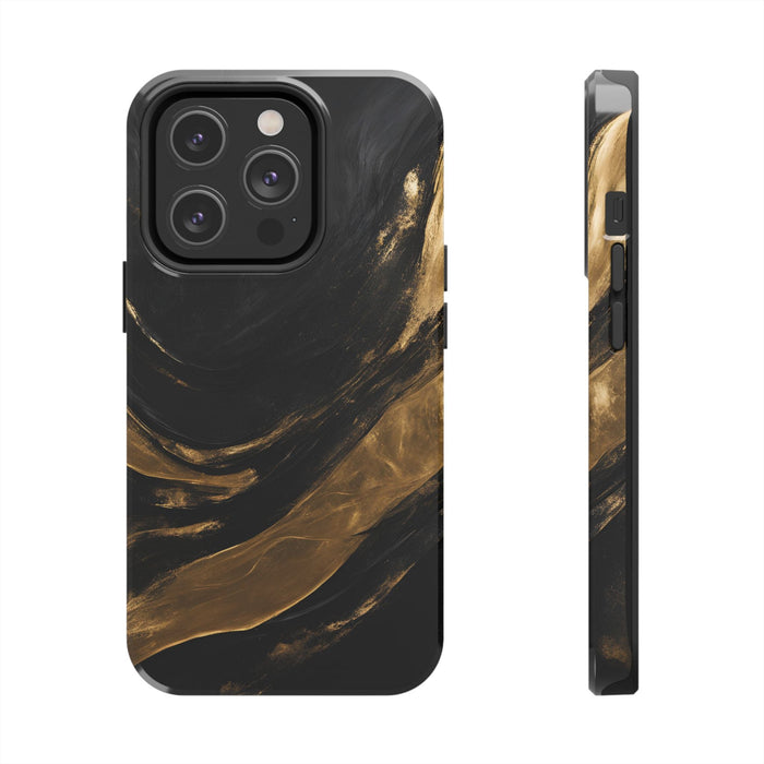 Black And Gold Phone Case - Abstract Minimalist Design, Sleek Artistic Style for iPhone & Samsung - FORHERA DESIGN - Phone Case