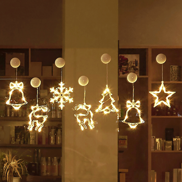 Star String Lights LED Christmas Curtain Lights Indoor Bedroom Home Party Decoration Snowman Christmas Tree Holiday Lights