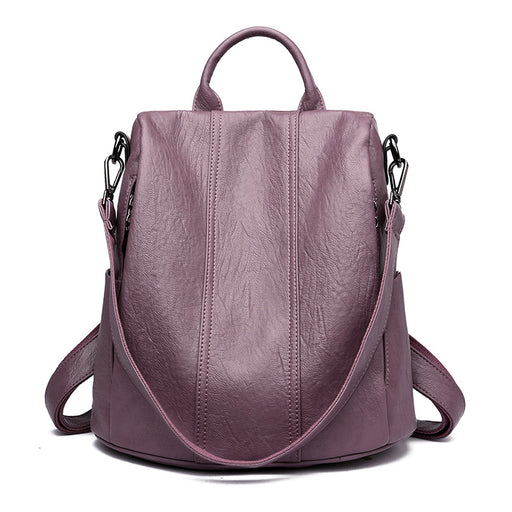 Women's Fashion Cattlehide Leather Anti-theft Multifunctional Backpack
