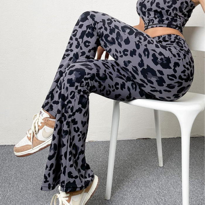 European And American Leopard Print Flared Pants
